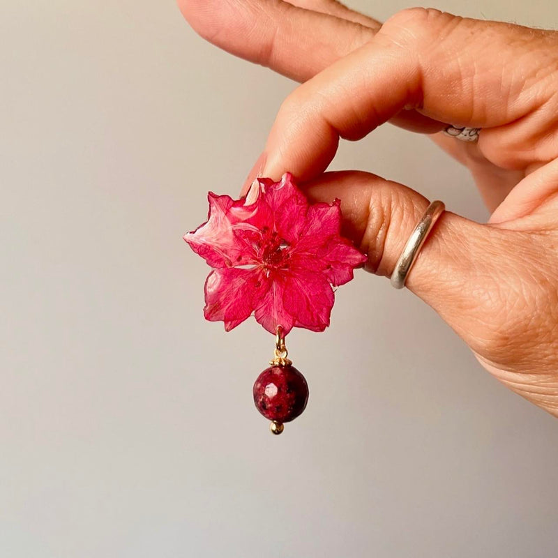 Red Larkspur Stud with Maroon Aggie Jade