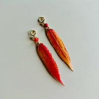 Pressed Autumnal Leaf with Faceted Carnelian