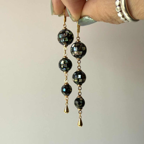 Mosaic Abalone Drops with Gold Vermeil and Huggies