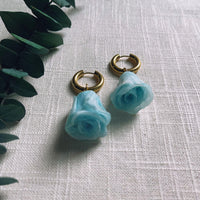 Pale Blue Bell Roses with Chunky Huggies