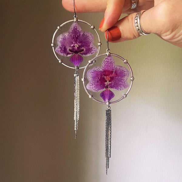 Purple Orchid with Silver Tassel