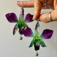 Green and Purple Smaller Orchid with Burma Jade