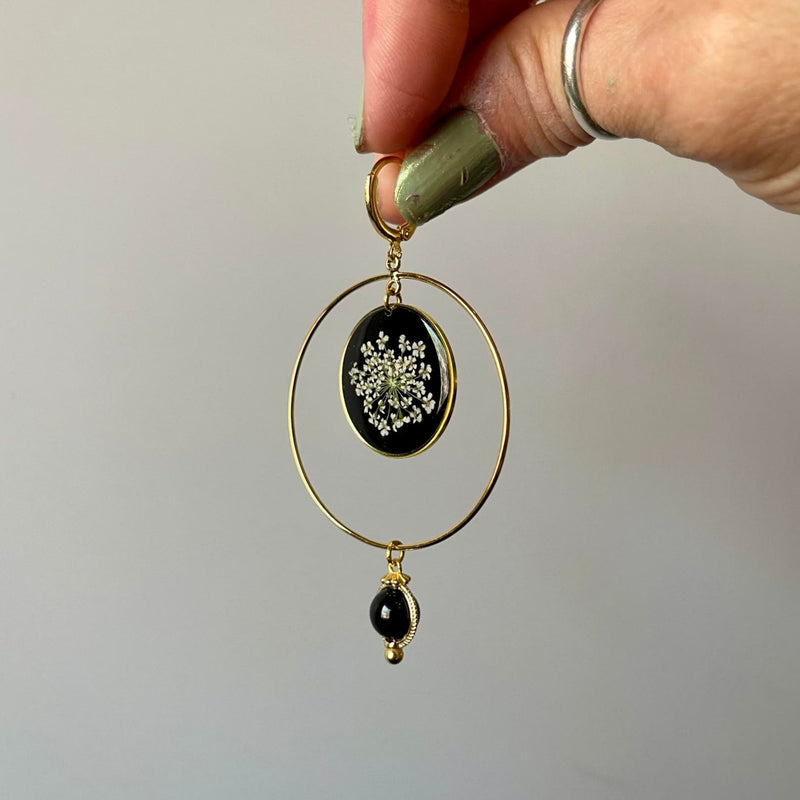 Queen Anne's Lace Black Orbit with Tourmaline Planet