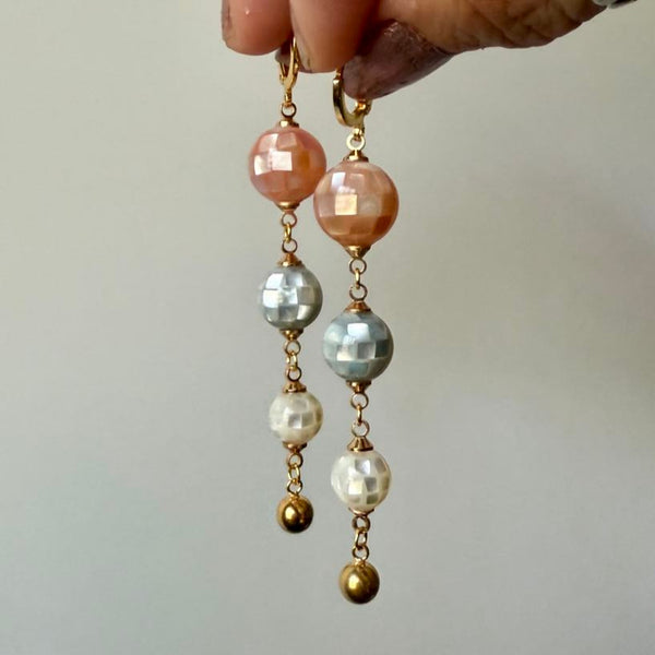 Mosaic Seashell Drops with Gold Vermeil and Huggies