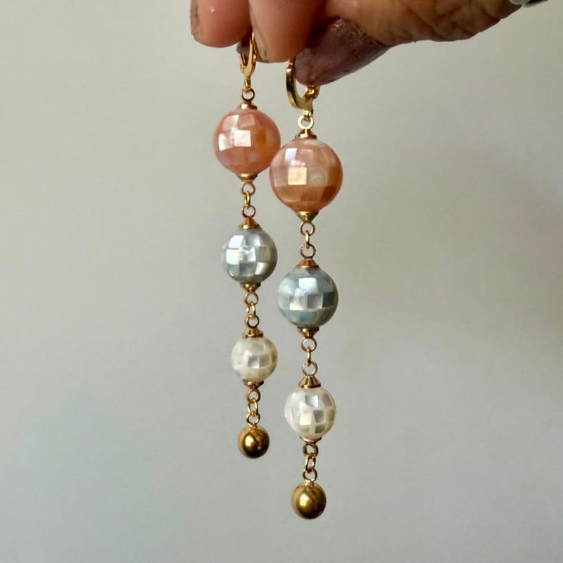 Mosaic Seashell Drops with Gold Vermeil and Huggies