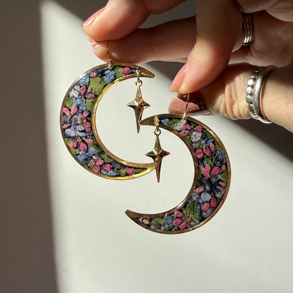 Dark Floral Crescents with Gold Star