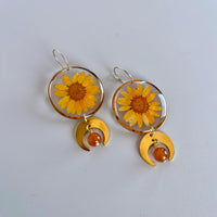 Orange Daisy with Crescent & Carnelian