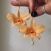 Tangerine Orchid with Freshwater Pearl