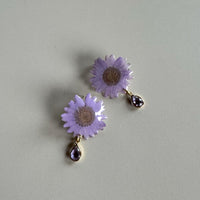 Daisy Studs with Crystal Dangles