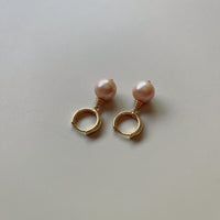 AAA Mauve Pink Edison Freshwater Pearls with Gold Huggies