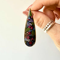 Dark Floral Elongated Teardrop Studs