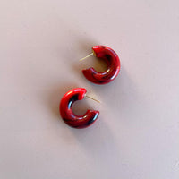 Chunky Marbled Hoop Studs