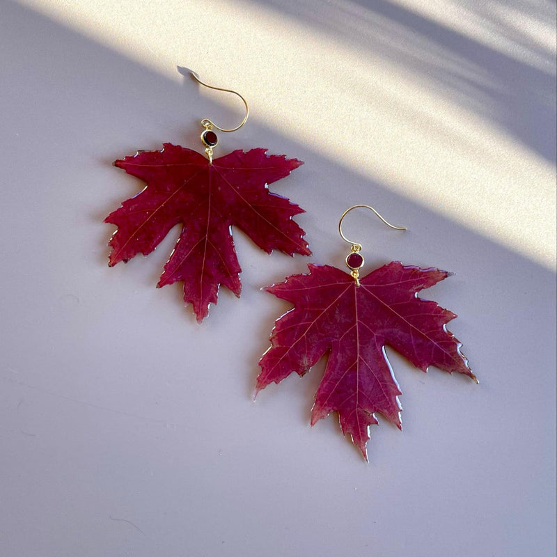 Real Silver Maple Leaves with Garnet