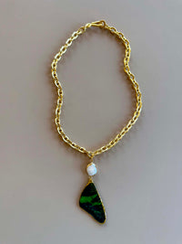 Real Sunset Moth Wing Necklace