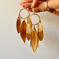 Sunflower Petal Chandelier Earrings with Paperclip Chains