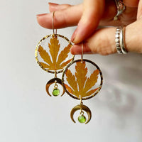 Real Japanese Maple Leaf Moonphase with Peridot