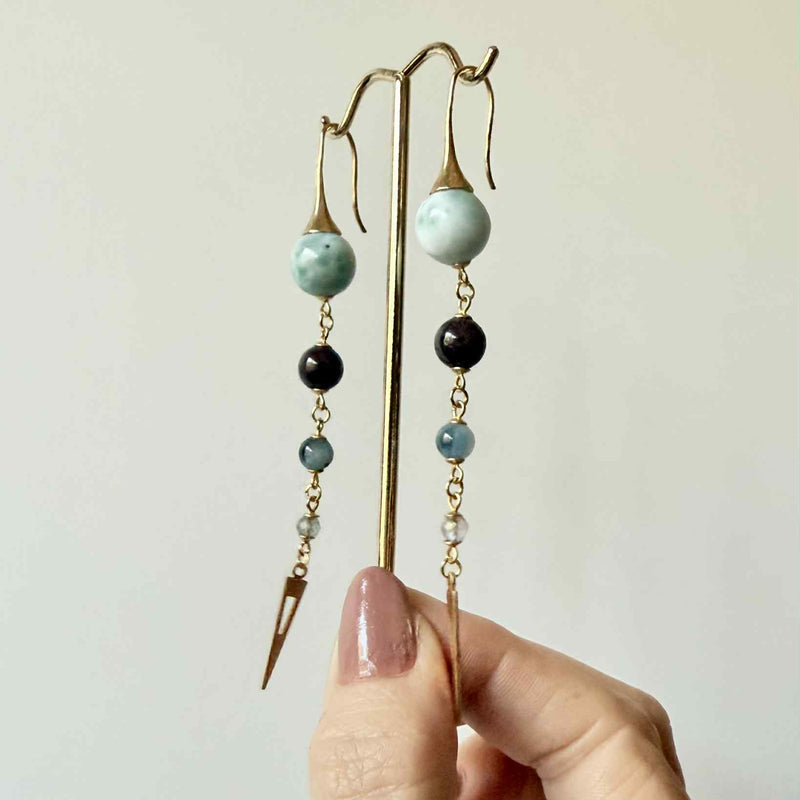 Multi-Gemstone Strand Earrings