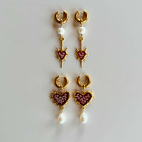 Queen Anne's Lace Gold Thorny Hearts with Edison Pearls