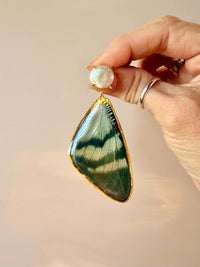 Real Alcides Orontes Moth Wing Pearl Stud Earrings