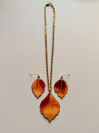 Real Aromatic Sumac Leaves Necklace & Earring Set