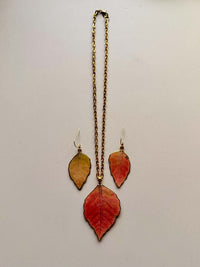 Real Aromatic Sumac Leaves Necklace & Earring Set