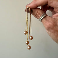 AAA Light Pink Freshwater Pearl Arch and Chain Studs