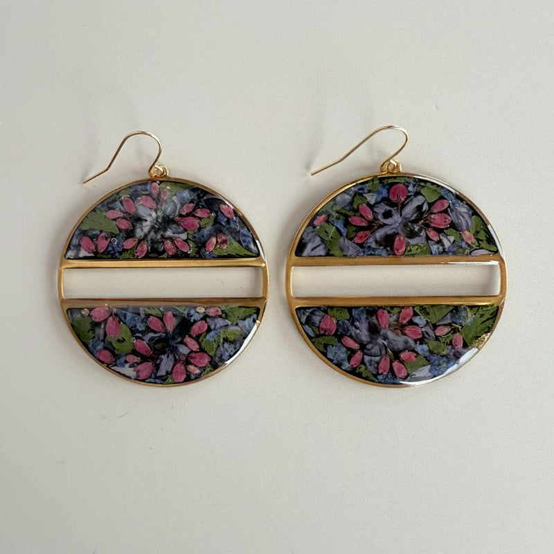 Dark Floral Split Hoops