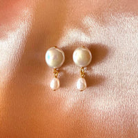 Iridescent Pearl Studs in Gold Vermeil with Freshwater Pearl drops