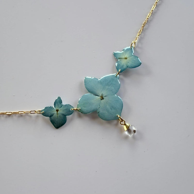 Hydrangea Necklace with Clear Crystal Quartz