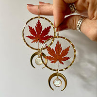 Real Japanese Maple Leaf Moonphase with Mother of Pearl