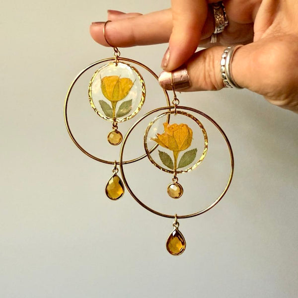 Yellow Petite Rose Halos with Topaz