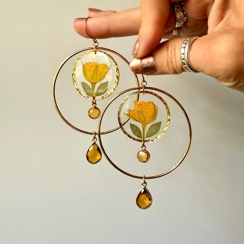 Yellow Petite Rose Halos with Topaz