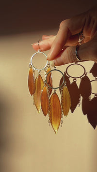 Sunflower Petal Chandelier Earrings with Paperclip Chains