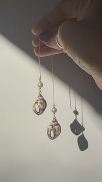 Seashell and Pearl Gold Threader Earrings