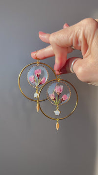Crab Apple Blossom Halos with Moonstone Stars & Abalone