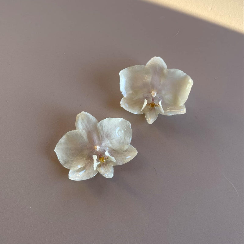 White Mini Orchid Studs