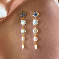 Forget-Me-Not Stud and Pearls in Vermeil Gold