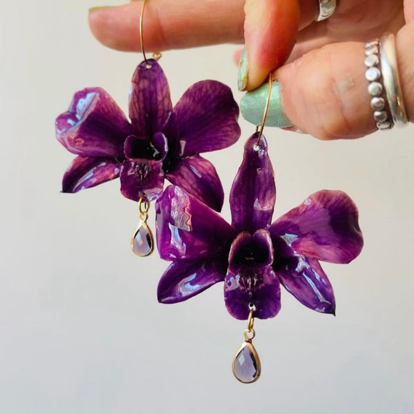 Purple Smaller Orchid with Amethyst