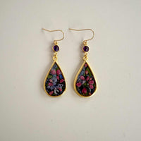 Dark Floral Teardrops with Amethyst