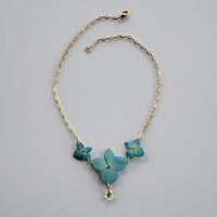 Hydrangea Necklace with Clear Crystal Quartz
