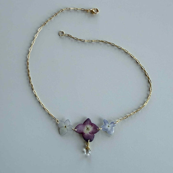 Hydrangea Necklace with Crystal Quartz