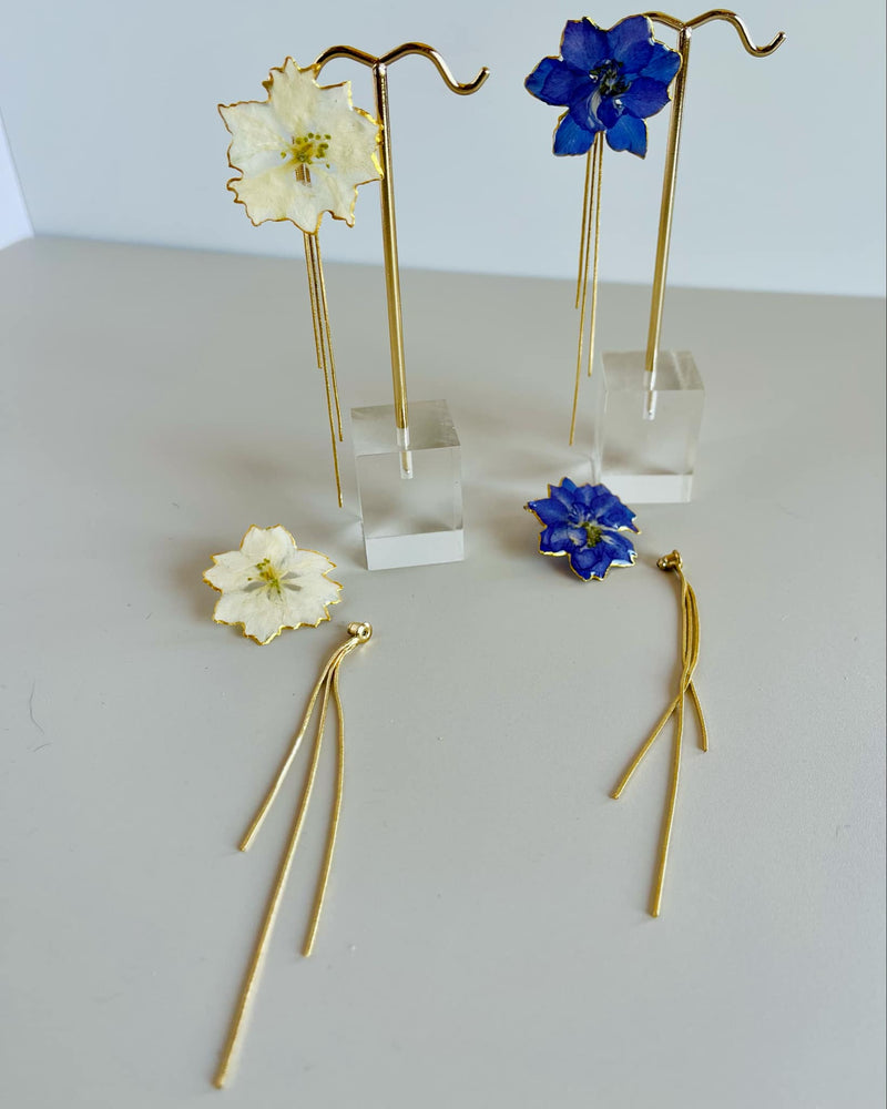 Gold Leaf Larkspur Stud with Fringe