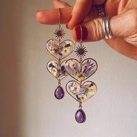 2-Tiered Purple Shooting Star and Spirea Gold Hearts with Amethyst