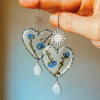 Sterling Silver Forget-Me-Not Hearts with Opalite