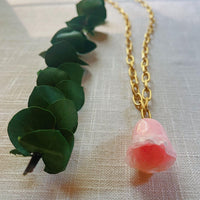 3D Pink Bell Rose Necklace