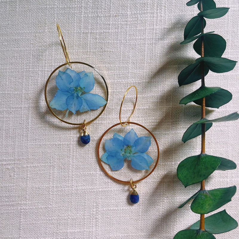 Blue Larkspur with Sapphire and Hoops