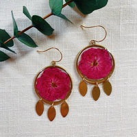 Dark Pink Rose Medium Blossom Dangles