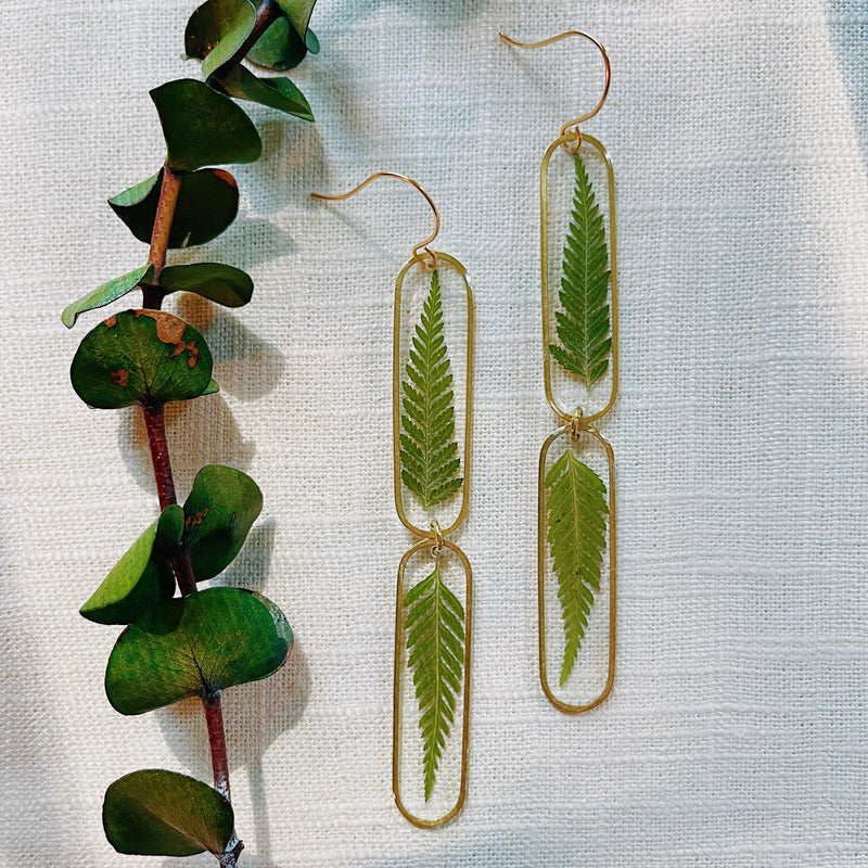 Double Fern Large Capsules with ear wires