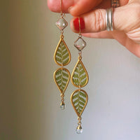 Fern Mirrored Teardrops with Clear Quartz