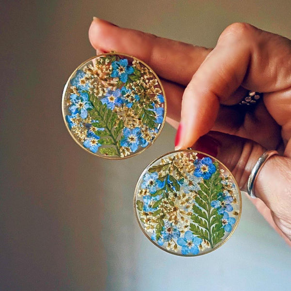 Fern/Queen Anne's Lace/Forget-Me-Not Circle Studs